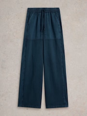 White Stuff Blue Ava Wide Leg Jersey 100% Cotton Joggers - Image 5 of 6