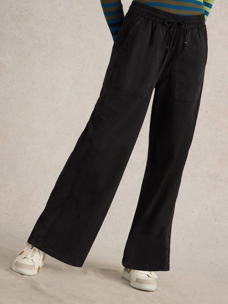 White Stuff Black Ava Wide Leg Jersey 100% Cotton Joggers - Image 1 of 6 White Stuff Black Ava Wide Leg Jersey 100% Cotton Joggers - Image 1 of 6