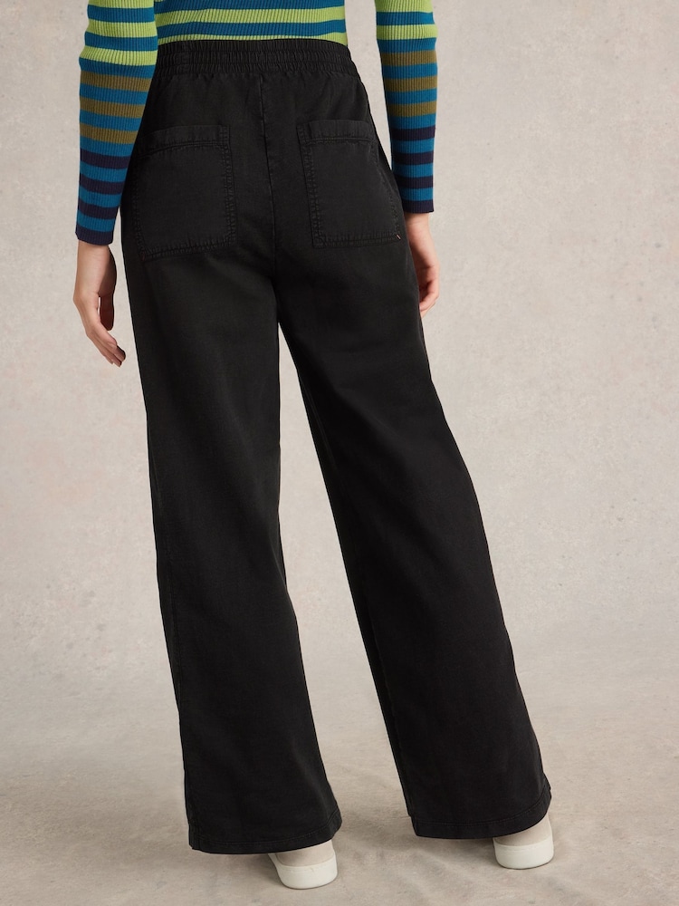White Stuff Black Ava Wide Leg Jersey 100% Cotton Joggers - Image 2 of 6 White Stuff Black Ava Wide Leg Jersey 100% Cotton Joggers - Image 2 of 6