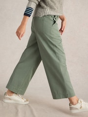 White Stuff Green Romy Wide Leg Cropped Trousers - Image 4 of 6