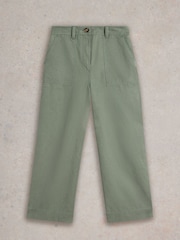 White Stuff Green Romy Wide Leg Cropped Trousers - Image 5 of 6