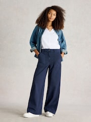 White Stuff Blue Twister Chino Wide Leg Trousers - Image 1 of 6