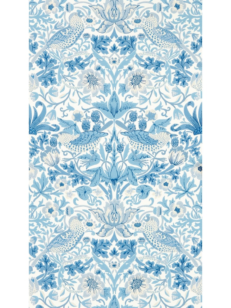 Morris & Co Woad Simply Strawberry Thief Simply Morris Wallpaper Sample - Image 1 of 1