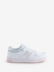 New Balance White/Silver Girls 480 Trainers - Image 1 of 7