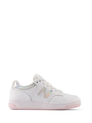 New Balance White/Silver Girls 480 Trainers - Image 2 of 7