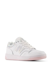New Balance White/Silver Girls 480 Trainers - Image 4 of 7