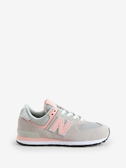 New Balance Grey/Pink/White Girls 574 Trainers - Image 1 of 6