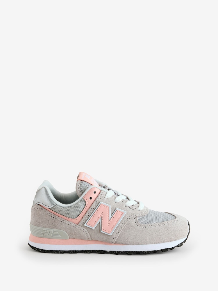 New Balance Grey/Pink/White Girls 574 Trainers - Image 1 of 6