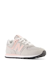 New Balance Grey/Pink/White Girls 574 Trainers - Image 3 of 6