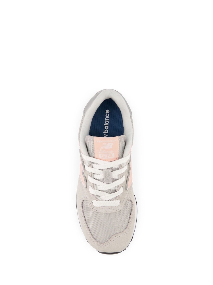 New Balance Grey/Pink/White Girls 574 Trainers - Image 6 of 6