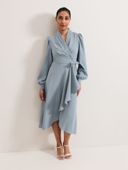 Phase Eight Blue Petite Phillippa Wrap Midi Dress - Image 1 of 7