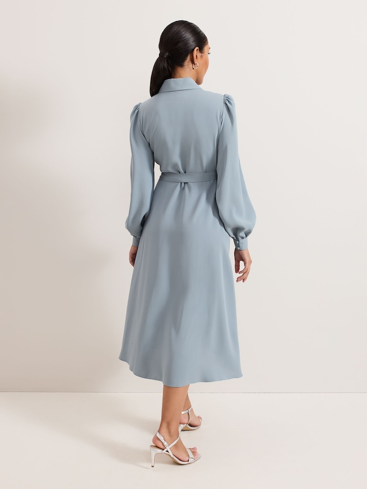 Phase Eight Blue Petite Phillippa Wrap Midi Dress - Image 2 of 7
