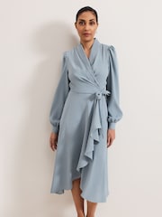 Phase Eight Blue Petite Phillippa Wrap Midi Dress - Image 3 of 7