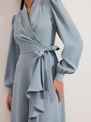 Phase Eight Blue Petite Phillippa Wrap Midi Dress - Image 5 of 7