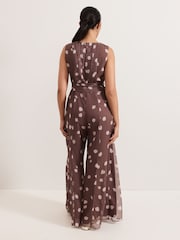 Phase Eight Brown Petite Maxine Spot Chiffon Jumpsuit - Image 2 of 6