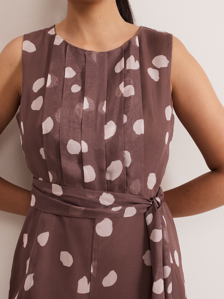 Buy Phase Eight Brown Petite Maxine Spot Chiffon Jumpsuit from the
