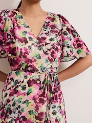 Phase Eight Black Petite Violet Floral Print Ruffle Maxi Dress - Image 4 of 5