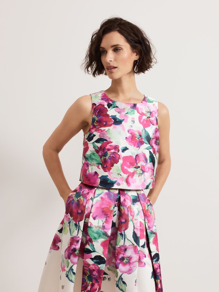 Phase Eight Natural Celeste Floral Print Top - Image 2 of 8