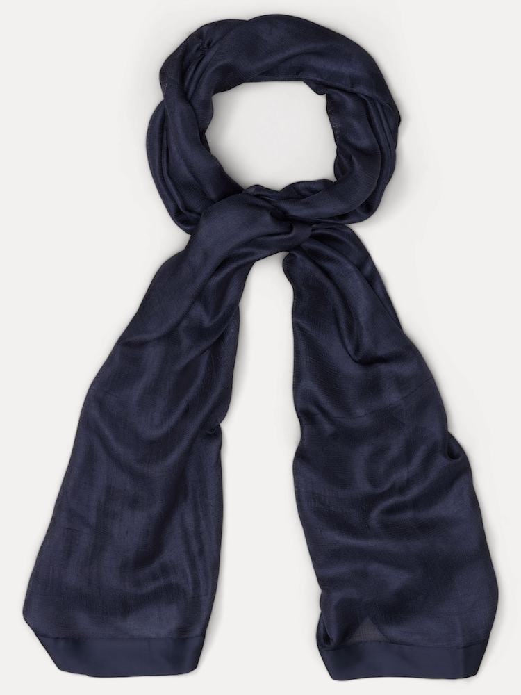 Phase Eight Blue Navy Satin Trim Scarf - Image 1 of 5