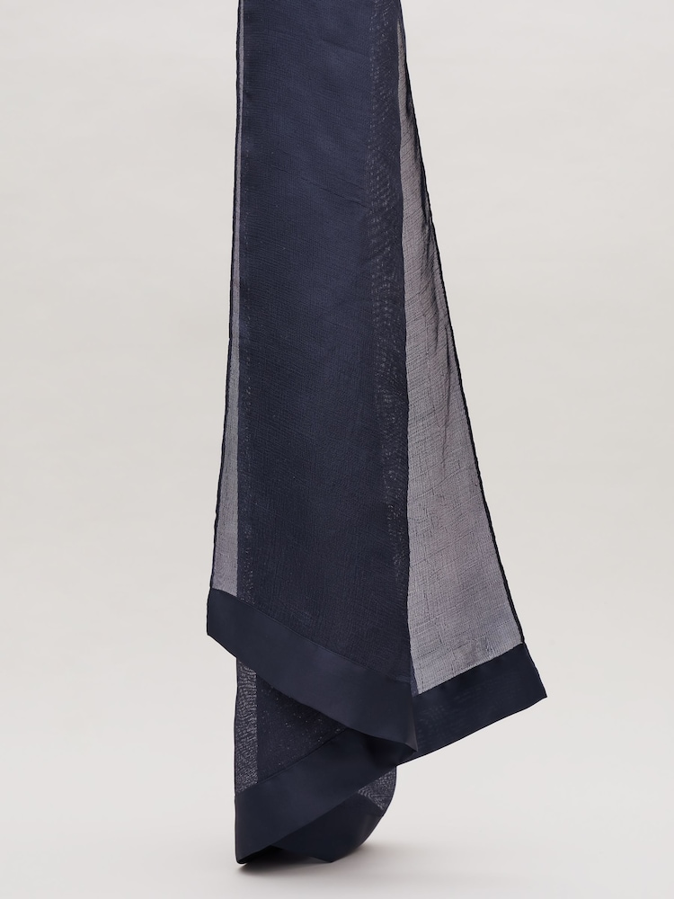 Phase Eight Blue Navy Satin Trim Scarf - Image 2 of 5