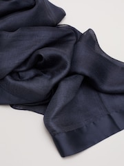 Phase Eight Blue Navy Satin Trim Scarf - Image 3 of 5