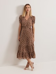 Phase Eight Natural Amy Spot Shimmer Midi Dress - Image 1 of 6