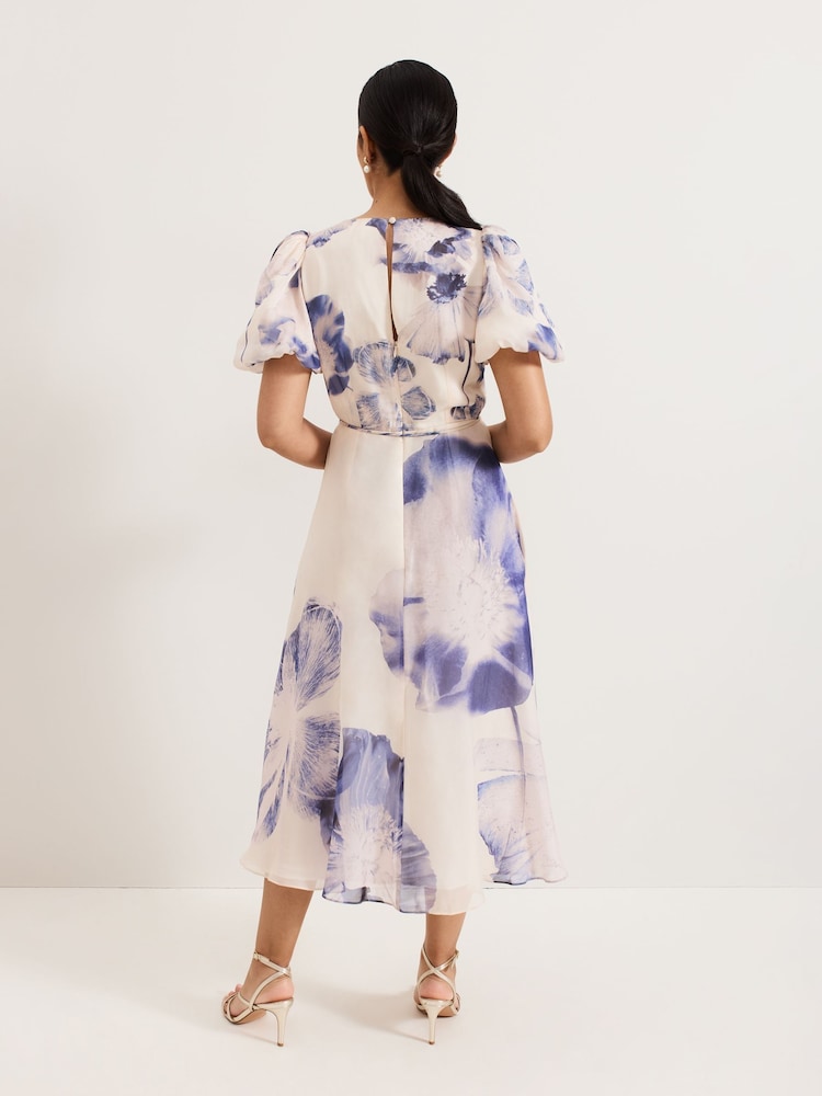Phase Eight Black Petite Lizzie Floral Midi Dress - Image 2 of 5