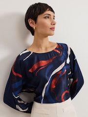 Phase Eight Blue Alora Abstract Print Top - Image 4 of 5