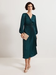 Phase Eight Green Petite Gracie Sunray Pleated Midi Dress - Image 1 of 7