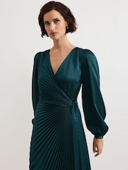 Phase Eight Green Petite Gracie Sunray Pleated Midi Dress - Image 4 of 7