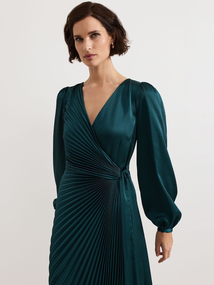 Phase Eight Green Petite Gracie Sunray Pleated Midi Dress - Image 4 of 7