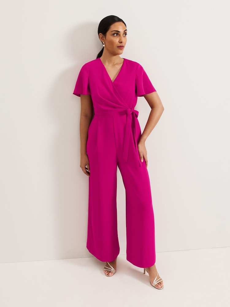 Phase Eight Pink Petite Julissa Wide Leg Jumpsuit - Image 1 of 6
