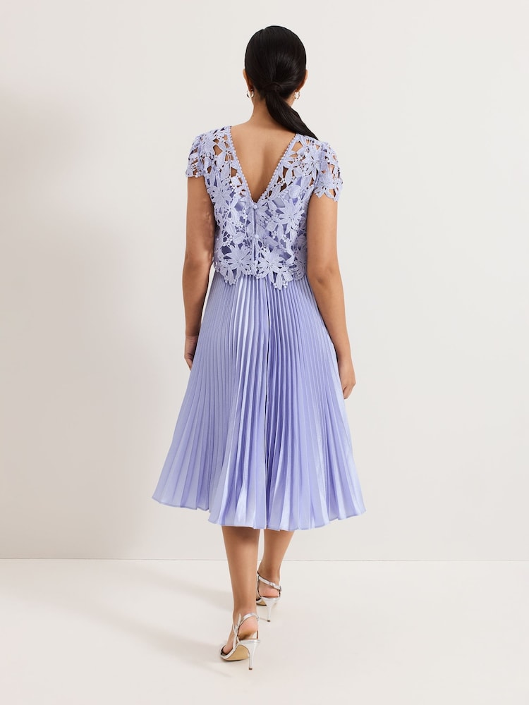 Phase Eight Blue Petite Dana Lace Double Layer Dress - Image 2 of 7