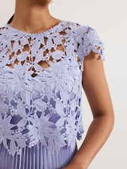 Phase Eight Blue Petite Dana Lace Double Layer Dress - Image 4 of 7