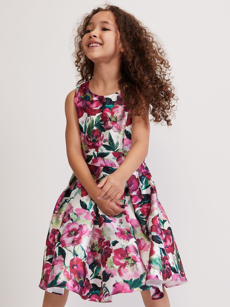 Phase Eight Natural Satin Fit Melody Printed And Flare Dress - Image 1 of 8