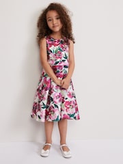 Phase Eight Natural Satin Fit Melody Printed And Flare Dress - Image 3 of 8