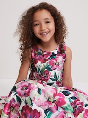 Phase Eight Natural Satin Fit Melody Printed And Flare Dress - Image 4 of 8