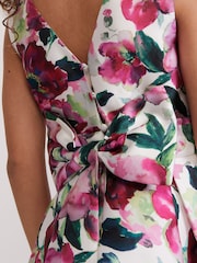 Phase Eight Natural Satin Fit Melody Printed And Flare Dress - Image 6 of 8
