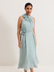 Phase Eight Blue Senita floral Detail Midi Dress - Image 3 of 6
