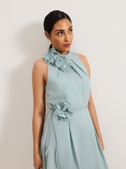 Phase Eight Blue Senita floral Detail Midi Dress - Image 4 of 6