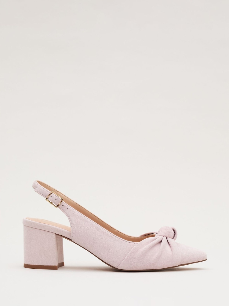 Buy Phase Eight Pink Knot Front Block Heel Slingback Shoes from