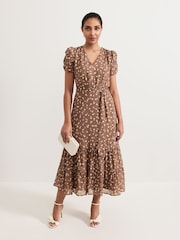 Phase Eight Natural Petite Amy Spot Shimmer Midi Dress - Image 1 of 5