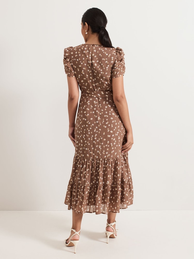 Phase Eight Natural Petite Amy Spot Shimmer Midi Dress - Image 2 of 5