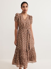 Phase Eight Natural Petite Amy Spot Shimmer Midi Dress - Image 3 of 5