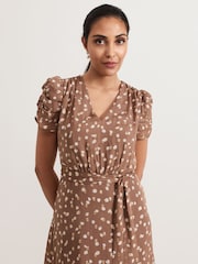 Phase Eight Natural Petite Amy Spot Shimmer Midi Dress - Image 4 of 5