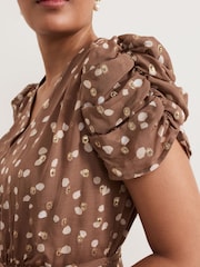 Phase Eight Natural Petite Amy Spot Shimmer Midi Dress - Image 5 of 5