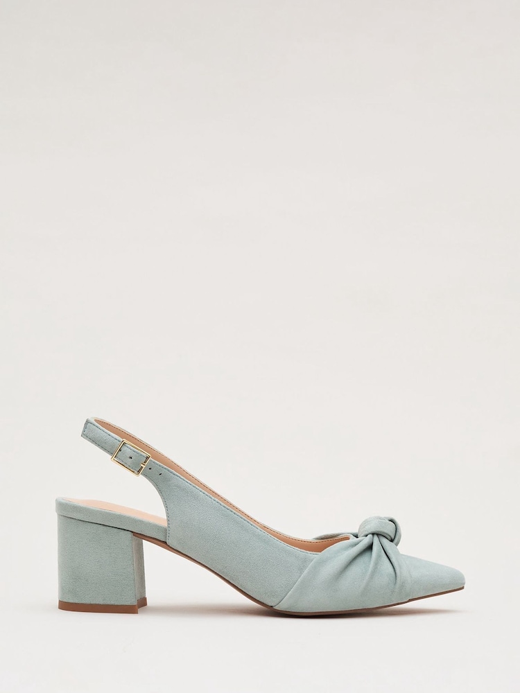 Verde - Phase Eight Knot Front Block Heels Sapatos Slingback - Imagem 1 de 7