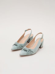 Verde - Phase Eight Knot Front Block Heels Sapatos Slingback - Imagem 2 de 7