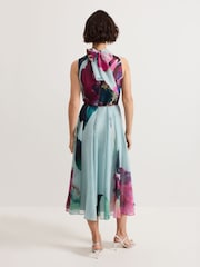 Phase Eight Blue Tahnia Floral Print Sequin Dress - Image 2 of 7