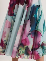 Phase Eight Blue Tahnia Floral Print Sequin Dress - Image 5 of 7